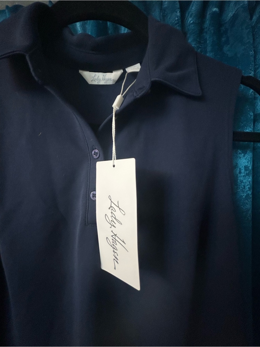 Lady Hagen Navy Sleeveless Polo Top